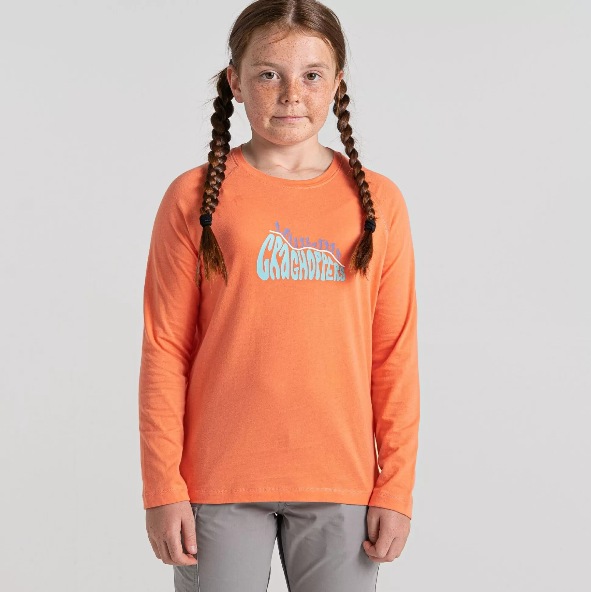 Craghoppers Kid'S Bates Long Sleeved T-Shirt - Fusion Coral Bubble<Kids Long Sleeve