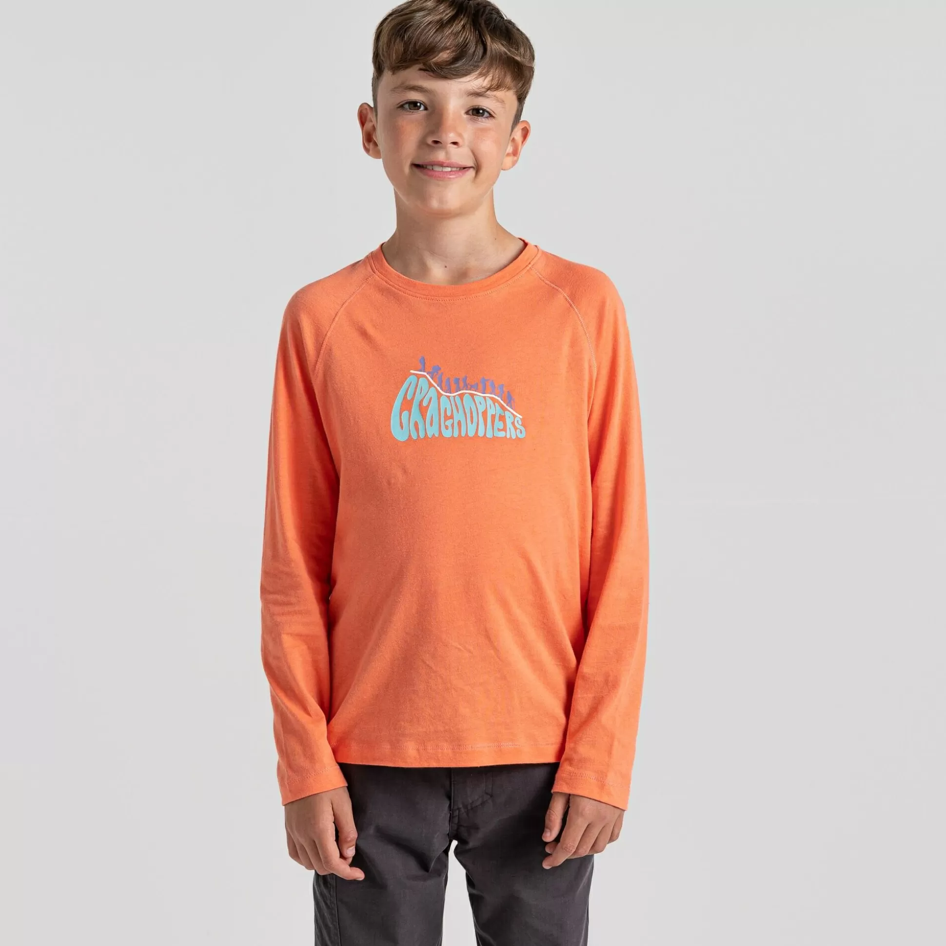 Craghoppers Kid'S Bates Long Sleeved T-Shirt - Fusion Coral Bubble<Kids Long Sleeve