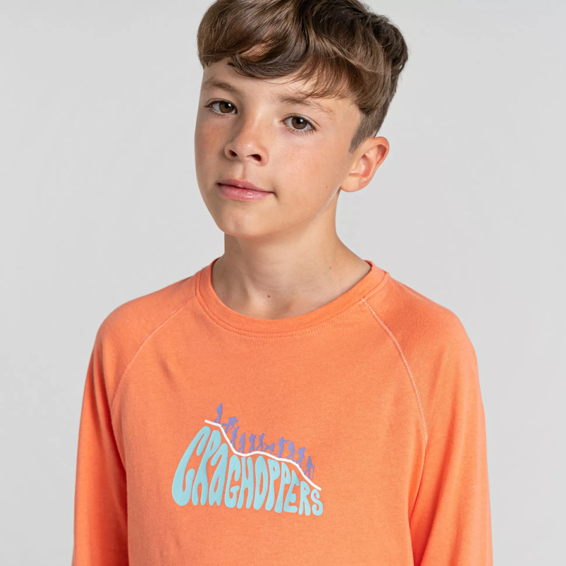Craghoppers Kid'S Bates Long Sleeved T-Shirt - Fusion Coral Bubble<Kids Long Sleeve