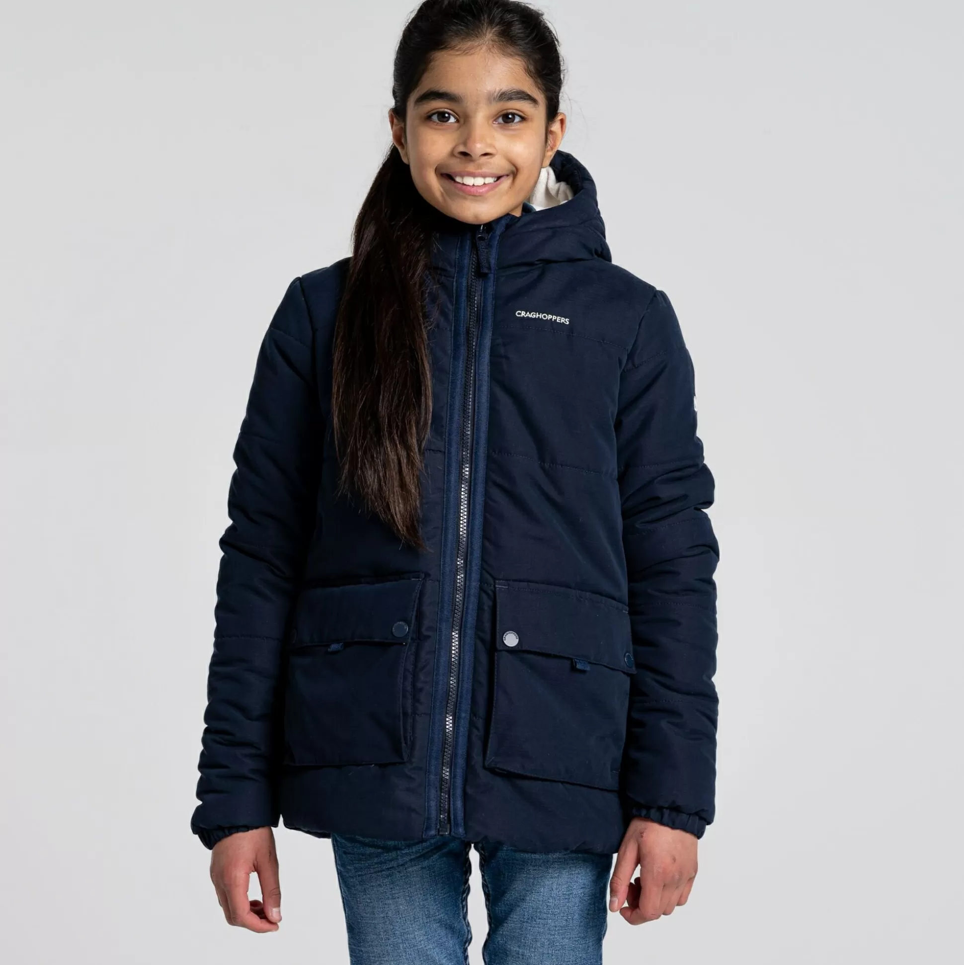 Craghoppers Kid'S Harue Insulated Jacket - Fusion Coral / Blue Navy<Kids Insulated Jackets