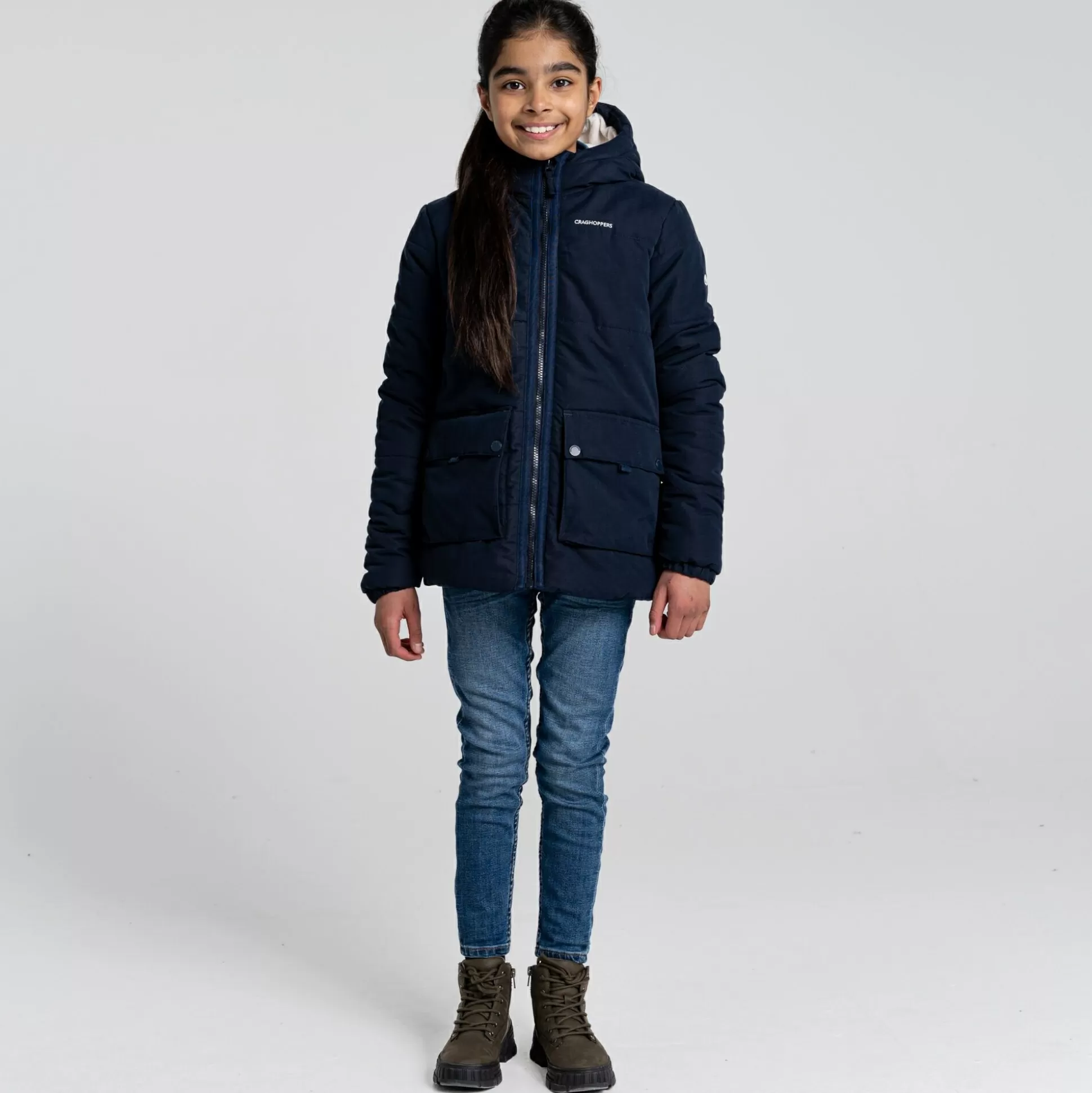 Craghoppers Kid'S Harue Insulated Jacket - Fusion Coral / Blue Navy<Kids Insulated Jackets