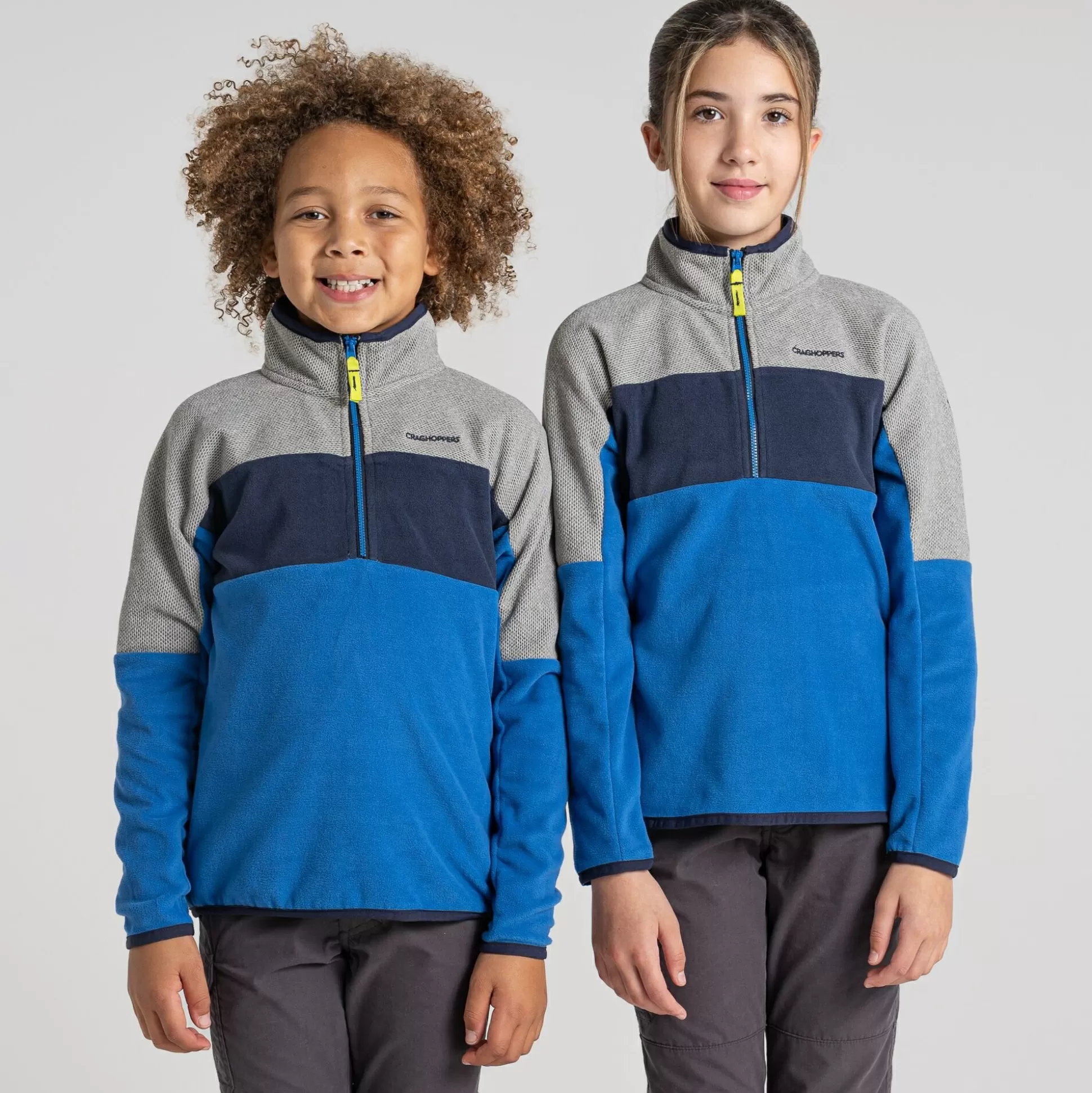 Craghoppers Kid'S Linden Half Zip Fleece - Bolt Blue / Soft Grey Marl<Kids Half Zip Fleece