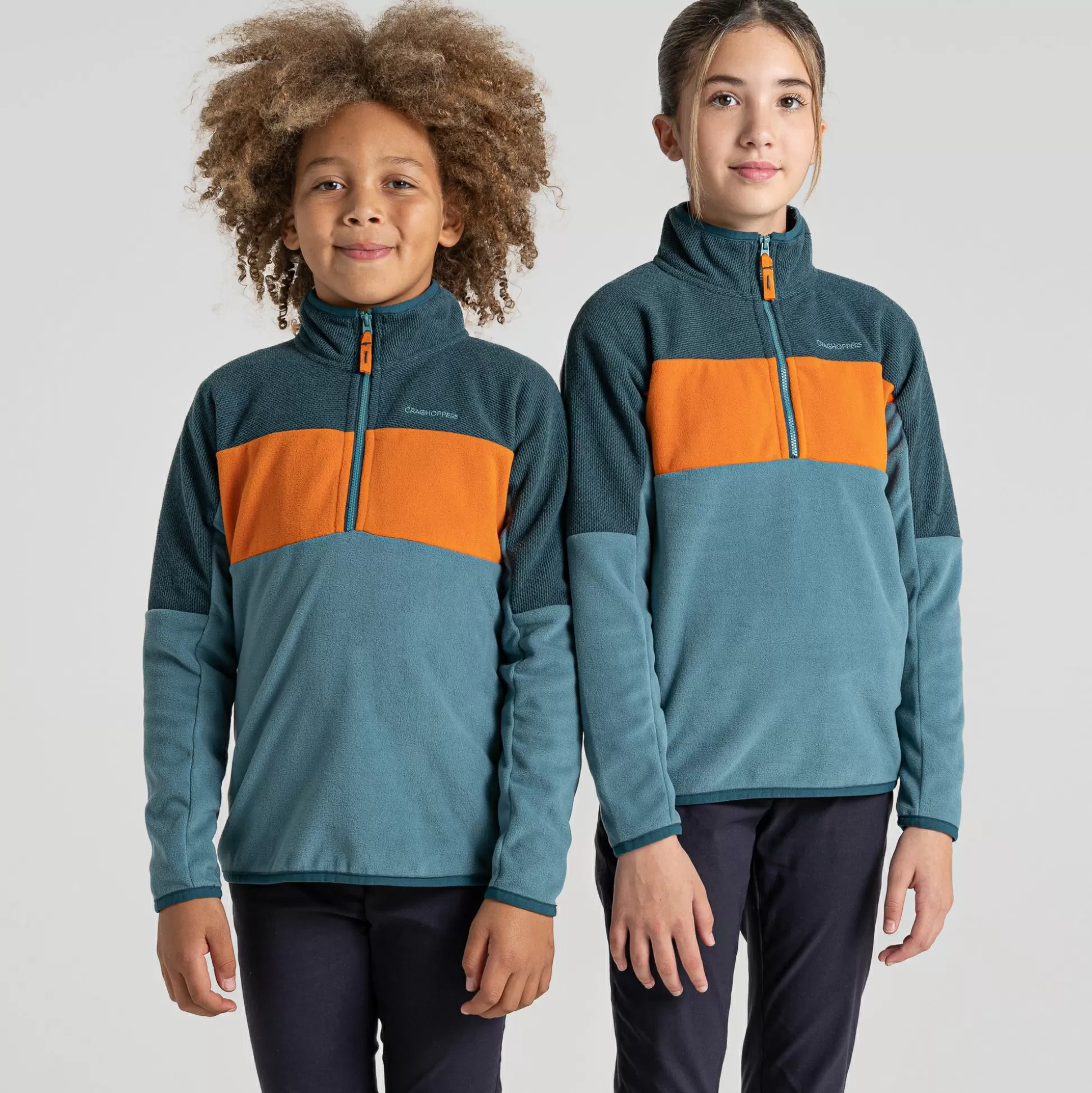 Craghoppers Kid'S Linden Half Zip Fleece - Washed Teal / Dark Aegean Blue<Kids Half Zip Fleece
