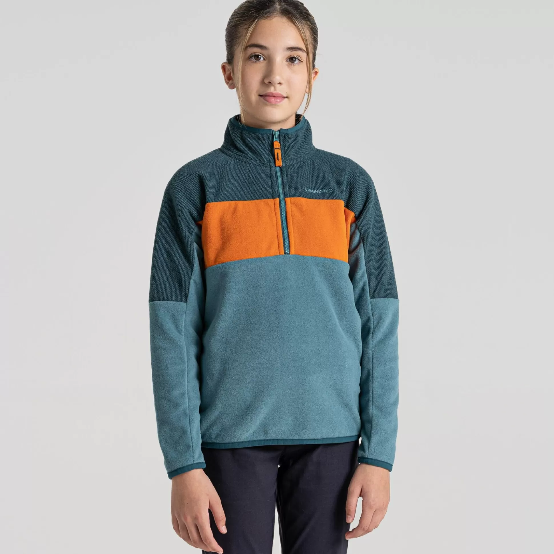 Craghoppers Kid'S Linden Half Zip Fleece - Washed Teal / Dark Aegean Blue<Kids Half Zip Fleece