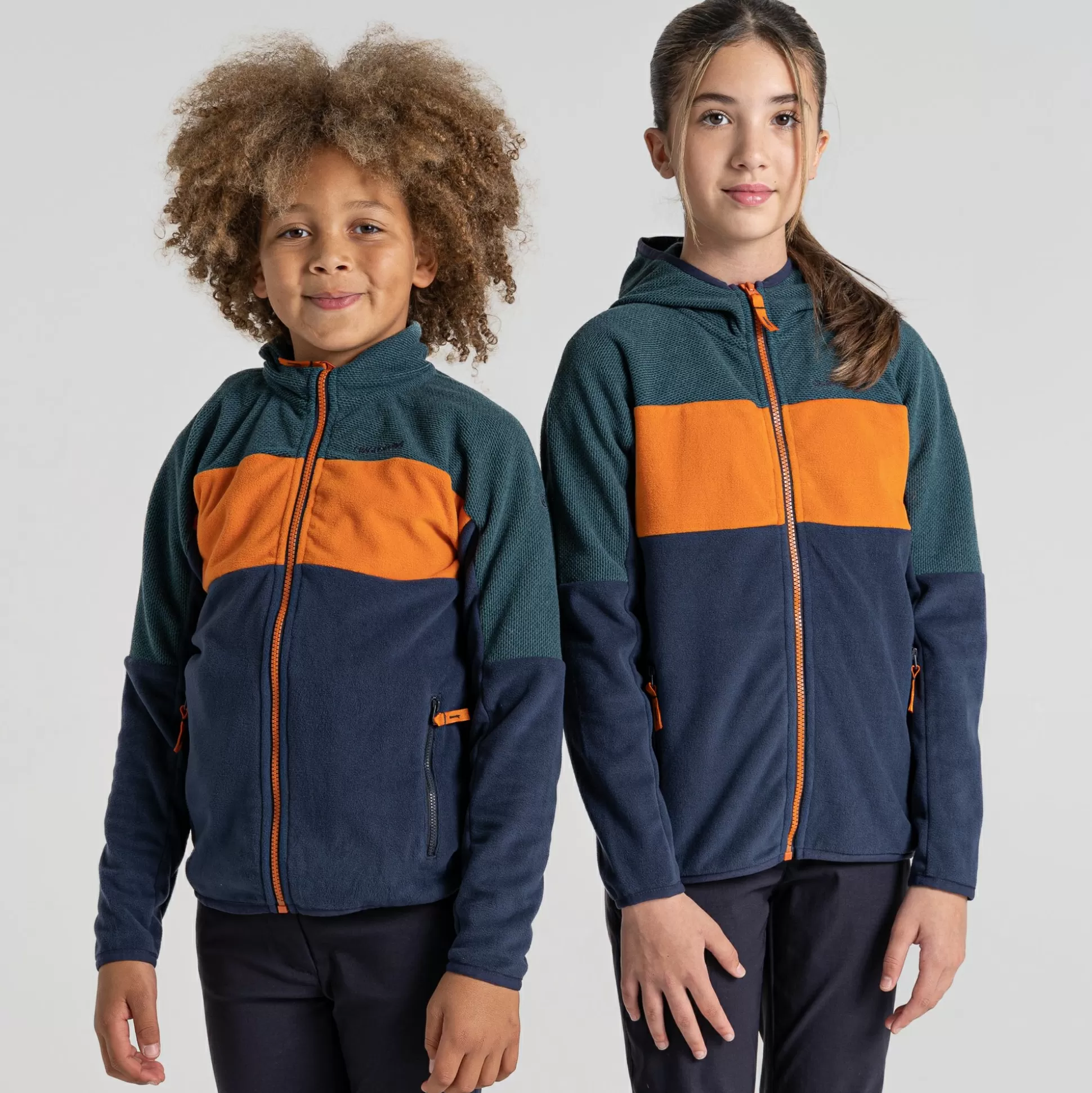 Craghoppers Kid'S Linden Hooded Fleece Jacket - Blue Navy / Dark Aegean Blue<Kids Full Zip Fleece