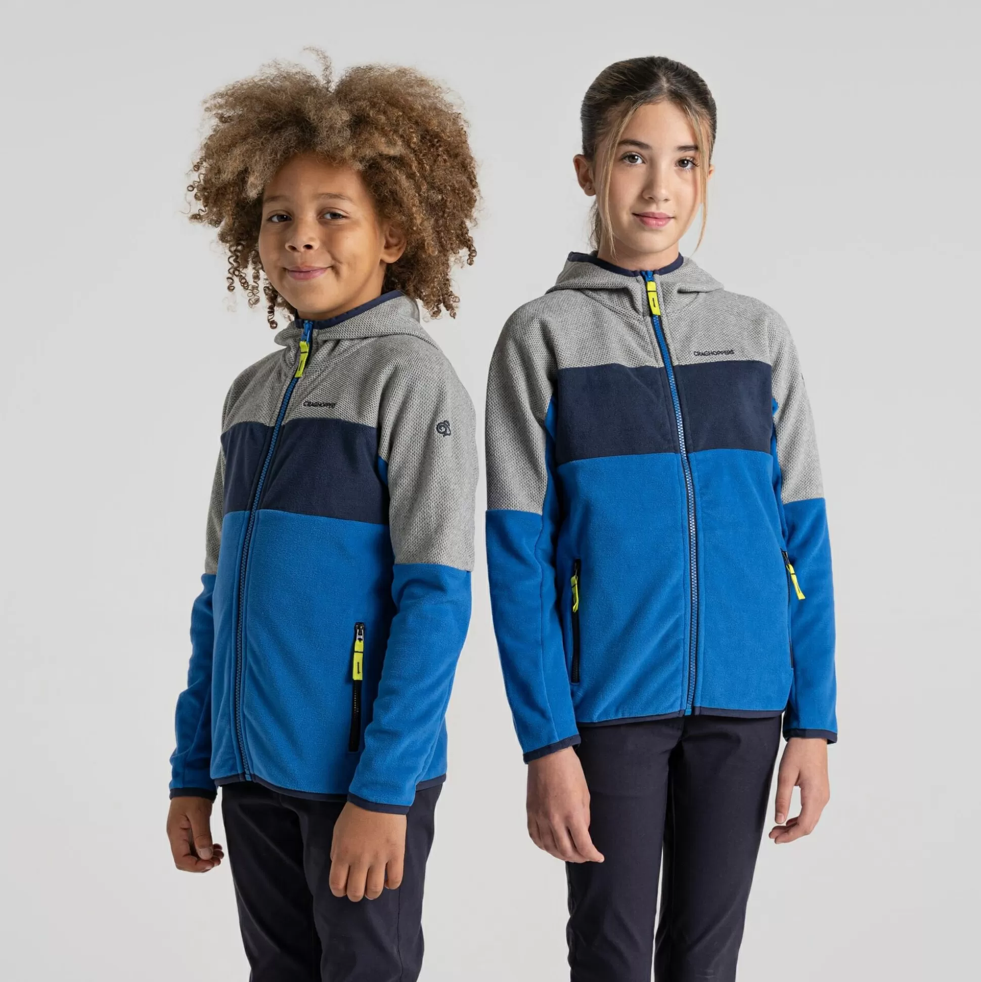 Craghoppers Kid'S Linden Hooded Fleece Jacket - Bolt Blue / Soft Grey Marl<Kids Full Zip Fleece