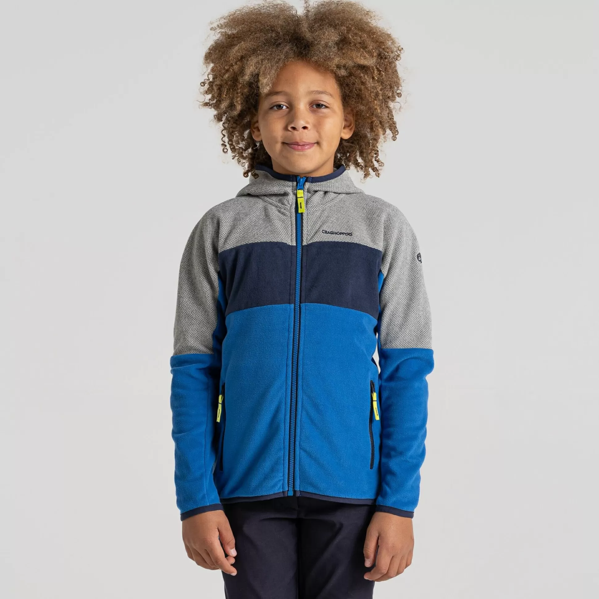 Craghoppers Kid'S Linden Hooded Fleece Jacket - Bolt Blue / Soft Grey Marl<Kids Full Zip Fleece