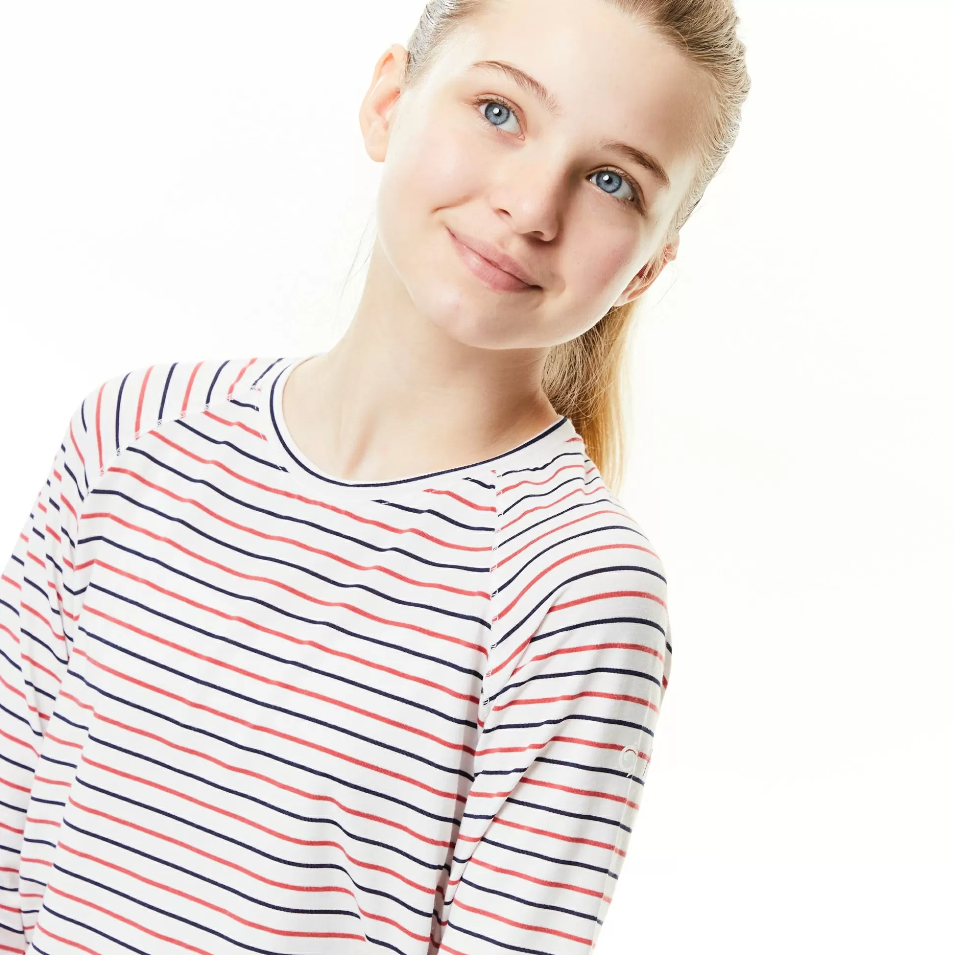 Craghoppers Kid'S Nosilife Paola Long Sleeved T-Shirt - Blue Navy / Pompeian Red Stripe<Kids Long Sleeve