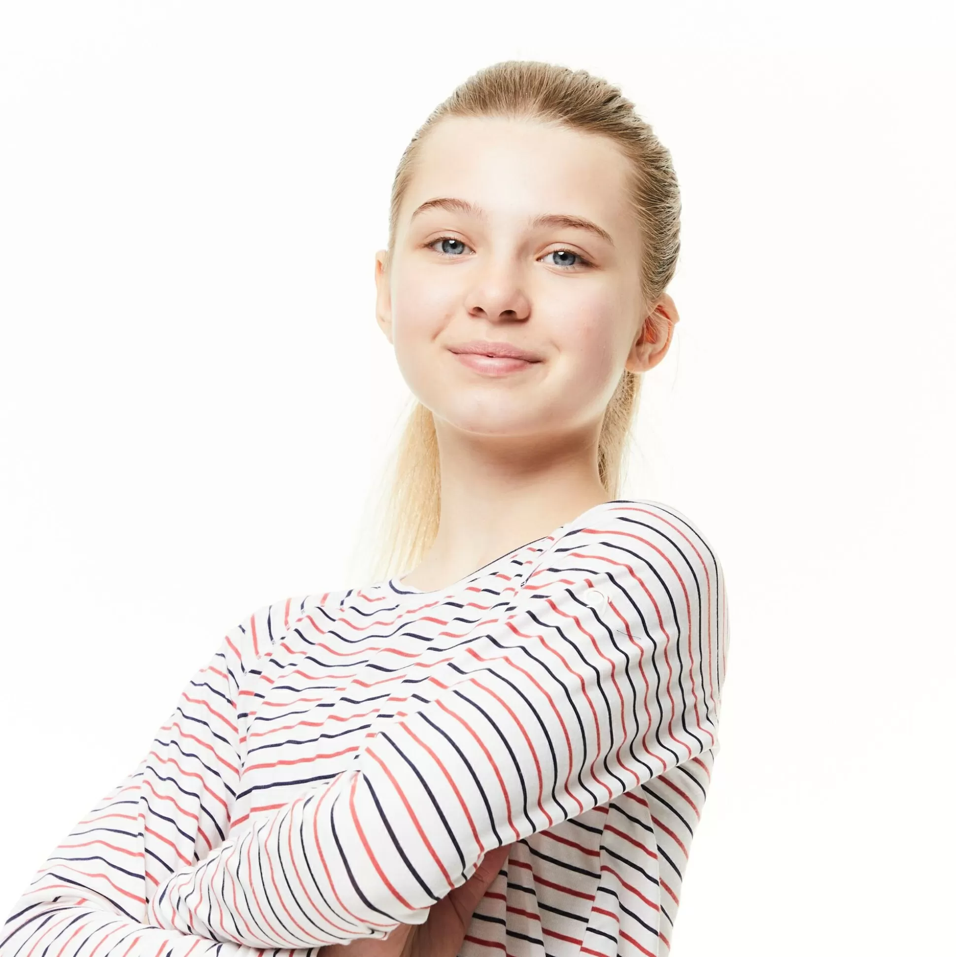 Craghoppers Kid'S Nosilife Paola Long Sleeved T-Shirt - Blue Navy / Pompeian Red Stripe<Kids Long Sleeve
