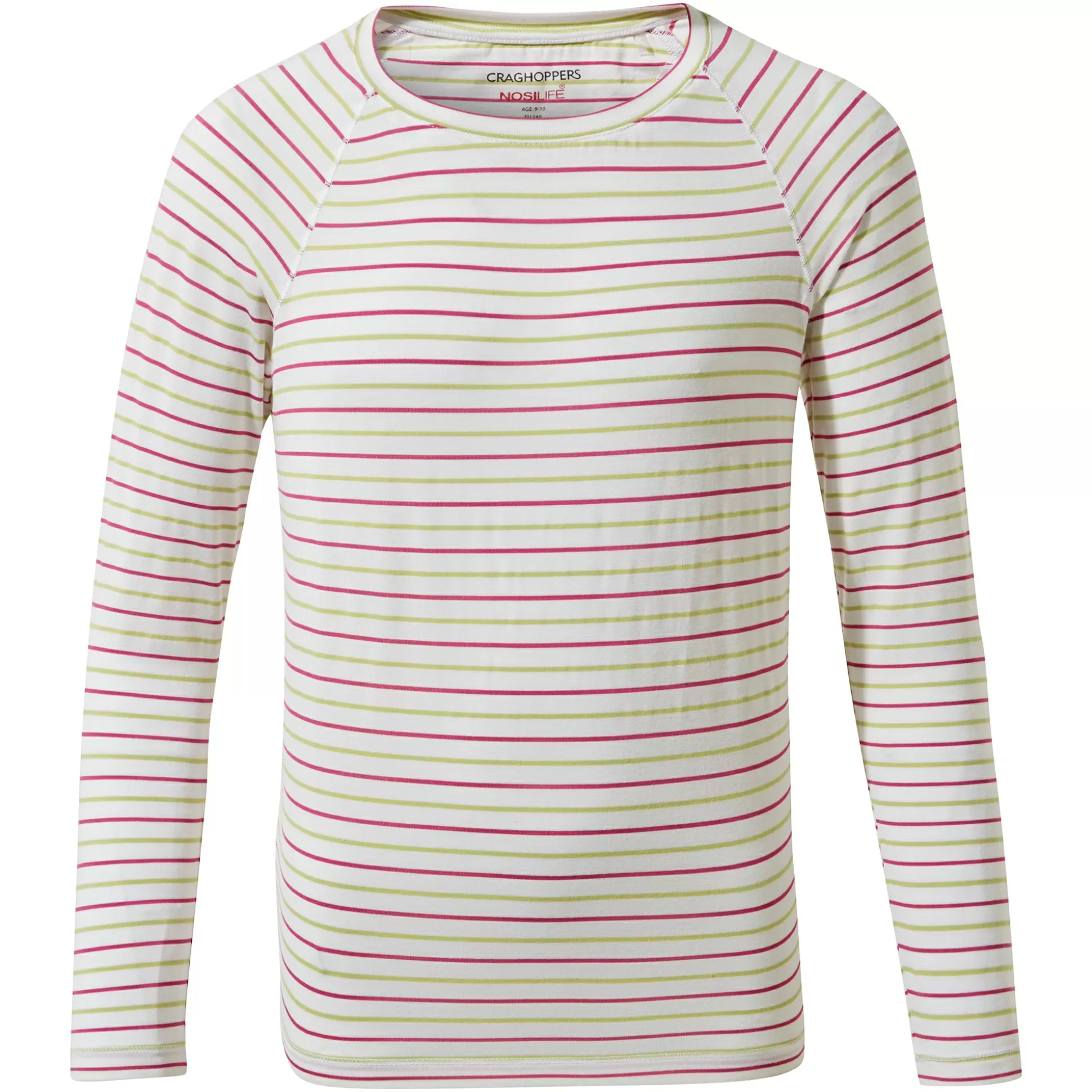 Craghoppers Kid'S Nosilife Paola Long Sleeved T-Shirt - Raspberry / Lime Sorbet Stripe<Kids Long Sleeve