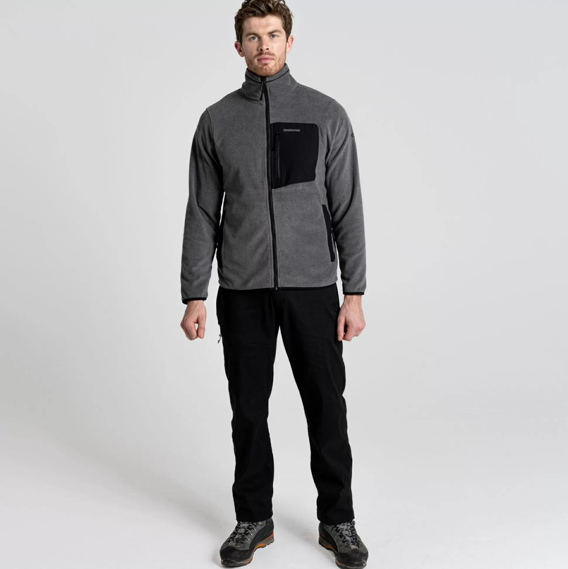 Craghoppers Men'S Corey Plus Full Zip Fleece - Black Peppermarl<Mens Full Zip Fleece