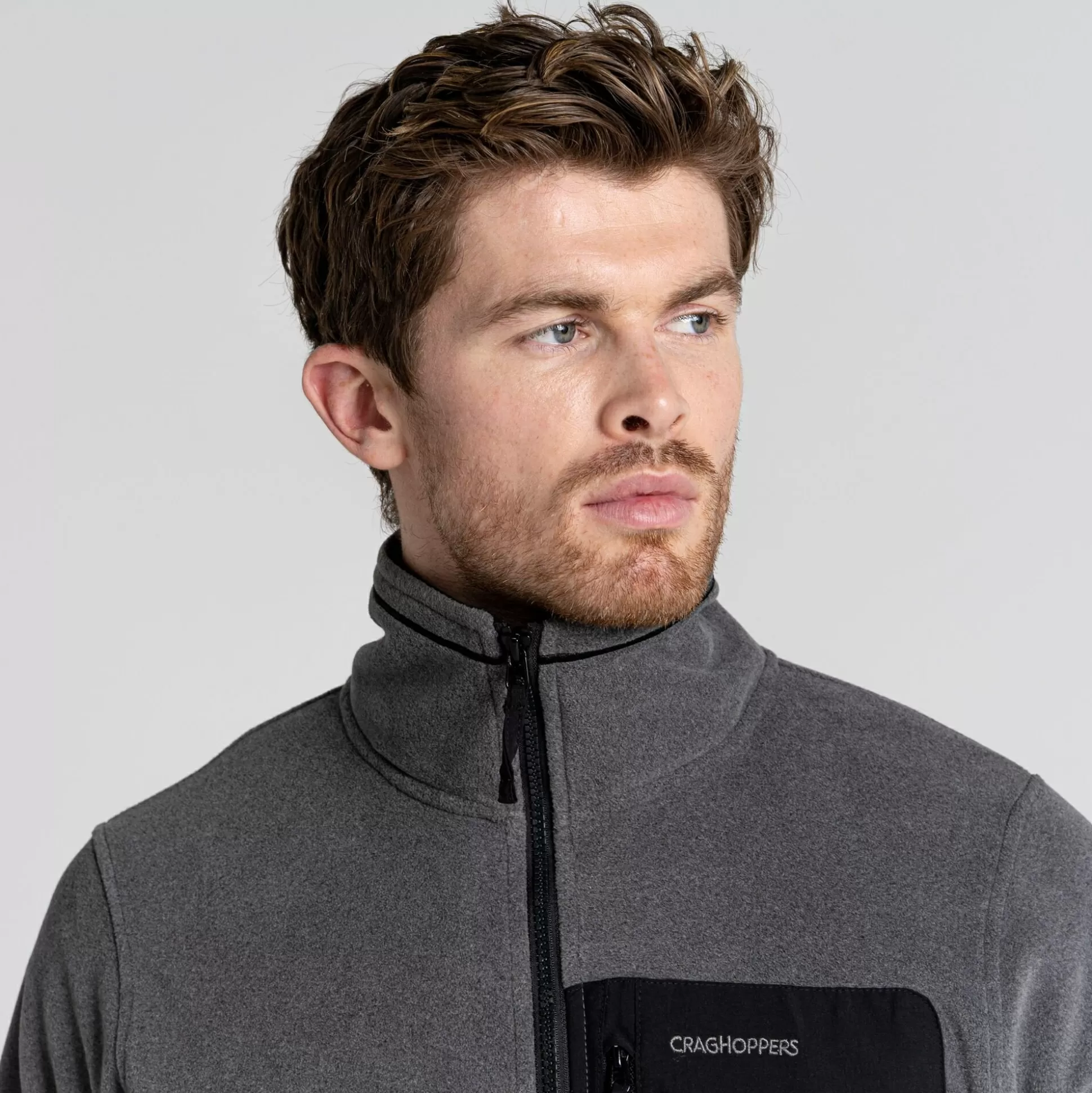 Craghoppers Men'S Corey Plus Full Zip Fleece - Black Peppermarl<Mens Full Zip Fleece