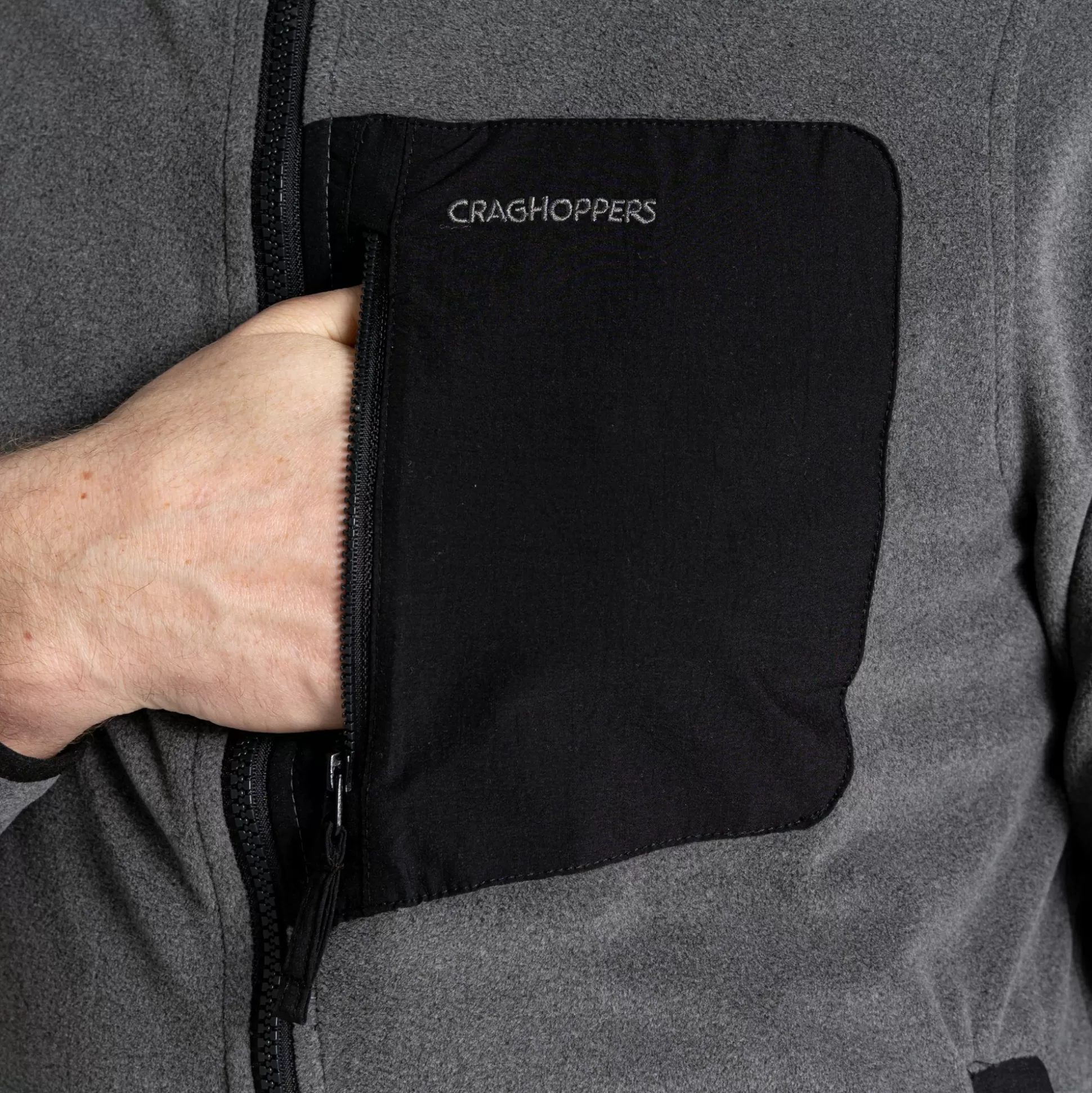 Craghoppers Men'S Corey Plus Full Zip Fleece - Black Peppermarl<Mens Full Zip Fleece