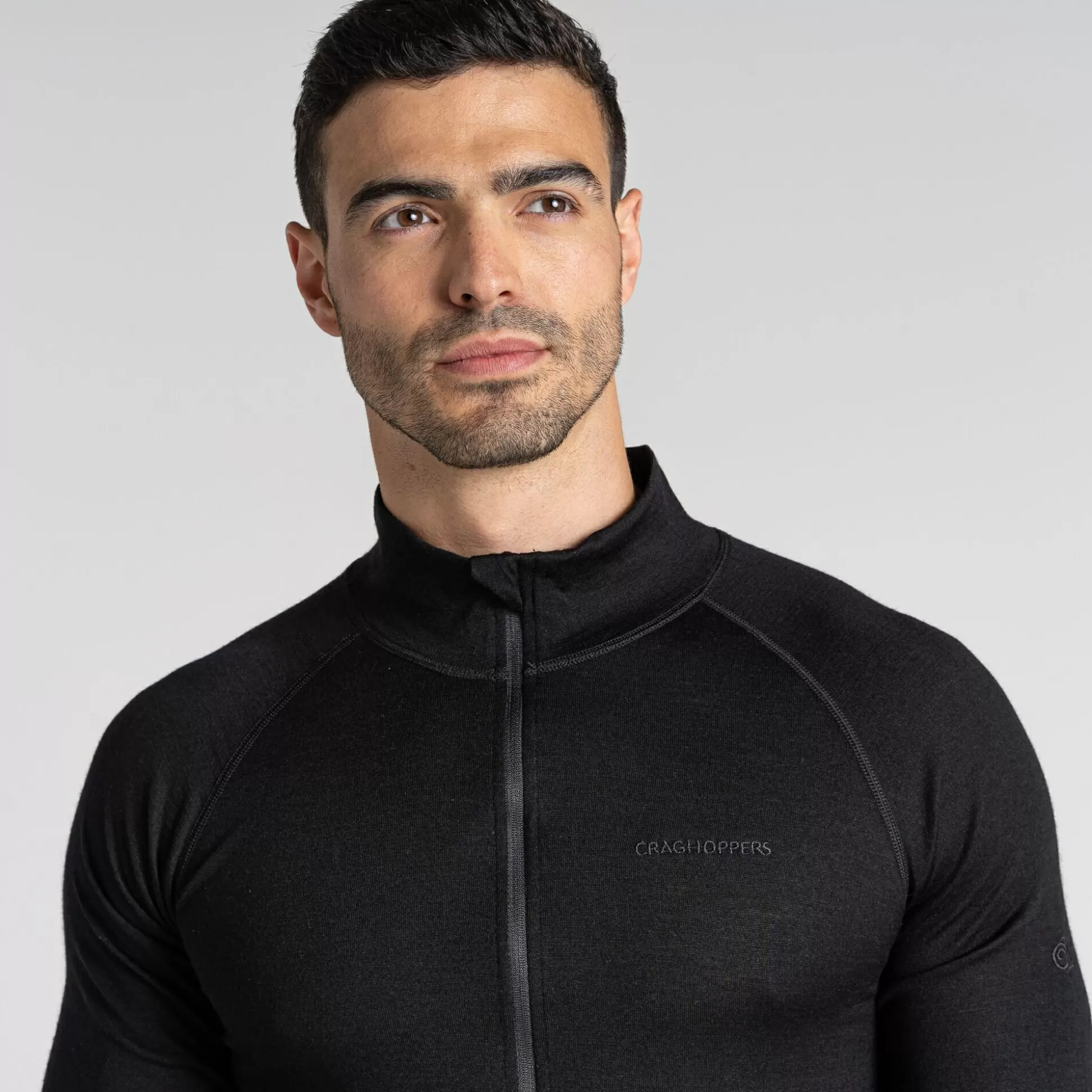 Craghoppers Men'S Expert Merino Half Zip Long Sleeved Baselayer Ii - Black<Mens Long Sleeve