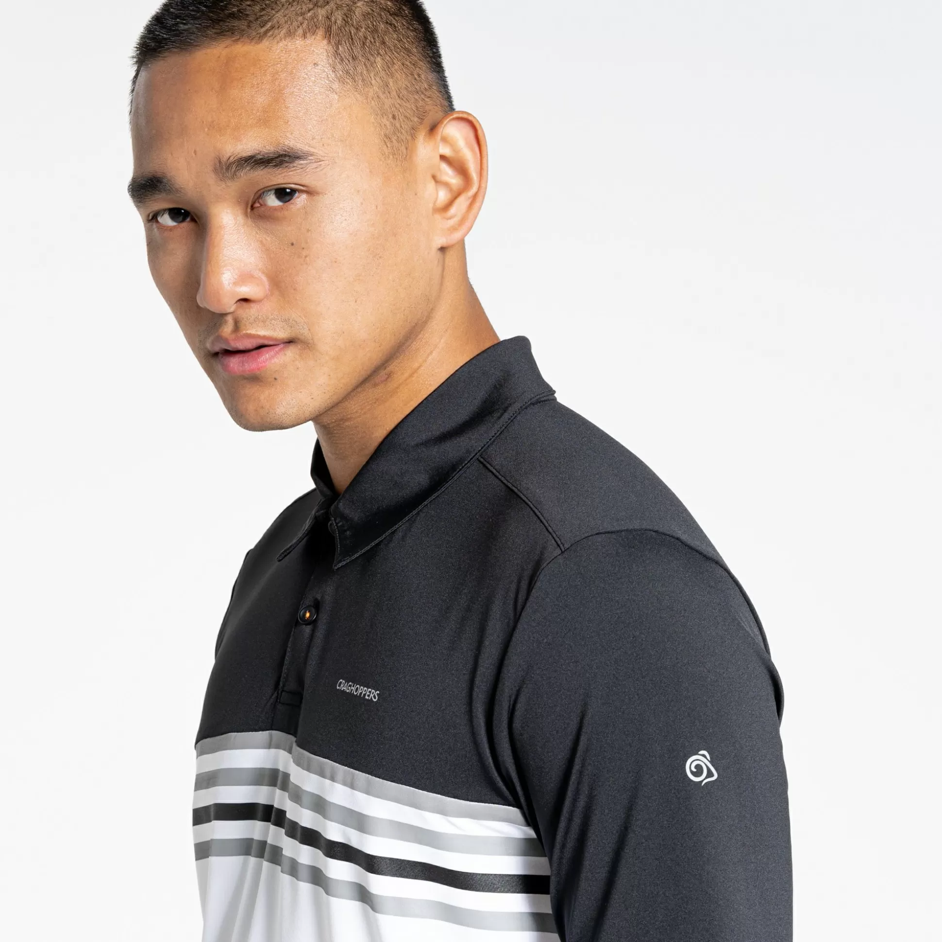 Craghoppers Men'S Nosilife Pro Short Sleeved Polo - Black / Optic White<Mens Short Sleeve