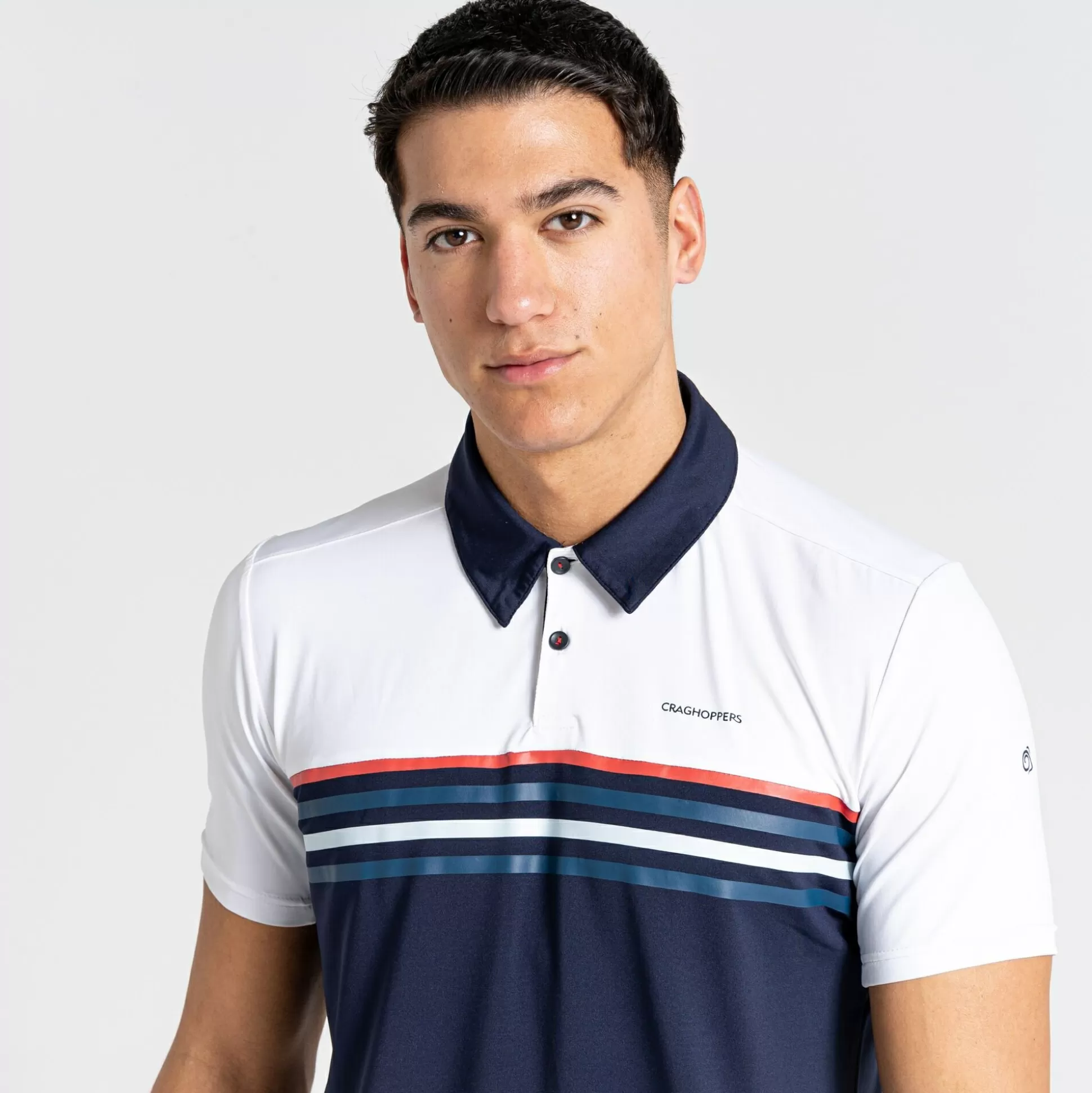 Craghoppers Men'S Nosilife Pro Short Sleeved Polo - Optic White / Blue Navy<Mens Short Sleeve
