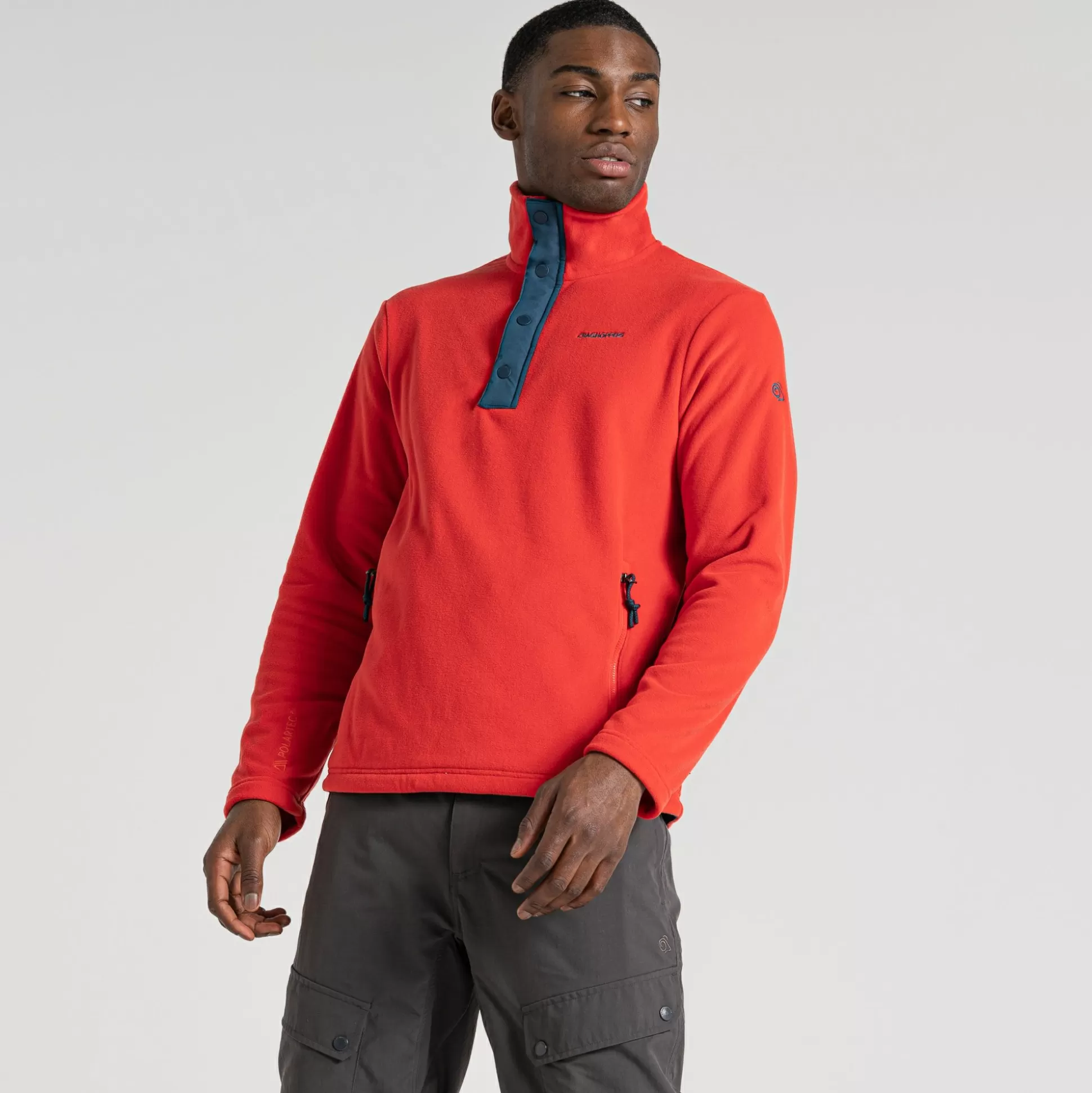 Craghoppers Men'S Polartec Argo Half Zip Fleece - Chili Red / Dark Aegean Blue<Mens Half Zip Fleece