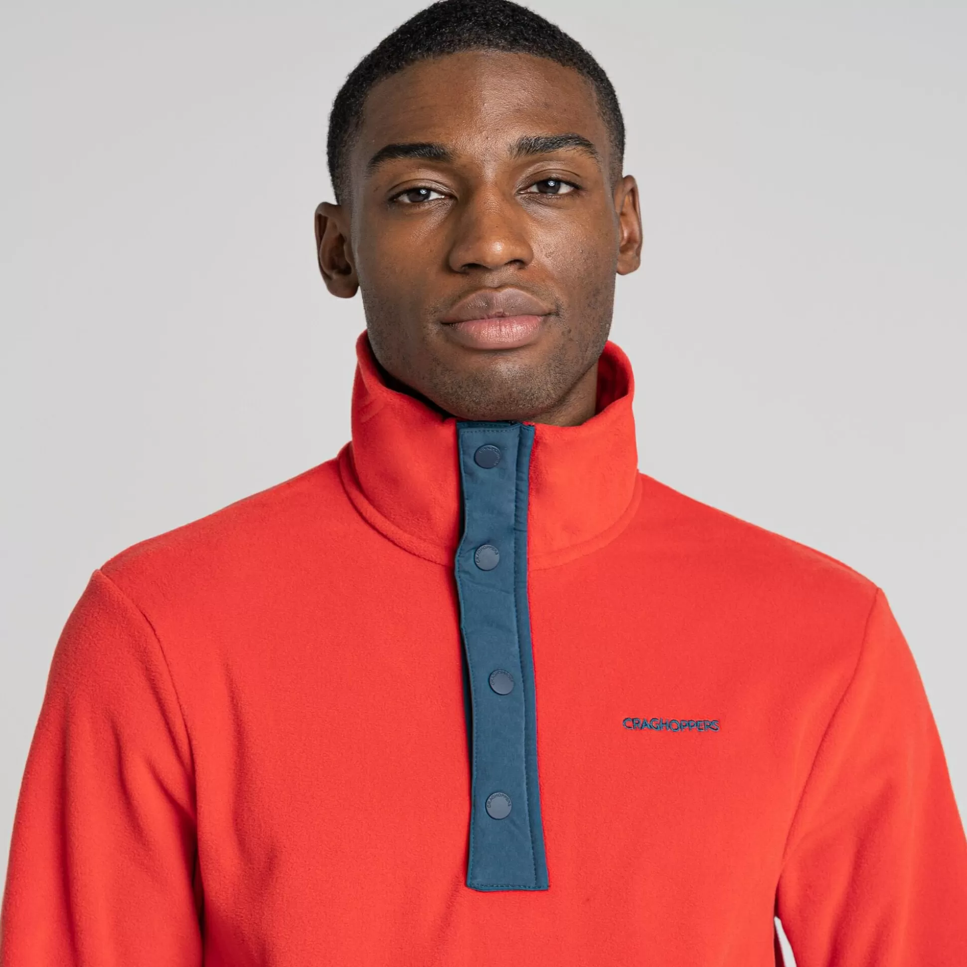 Craghoppers Men'S Polartec Argo Half Zip Fleece - Chili Red / Dark Aegean Blue<Mens Half Zip Fleece
