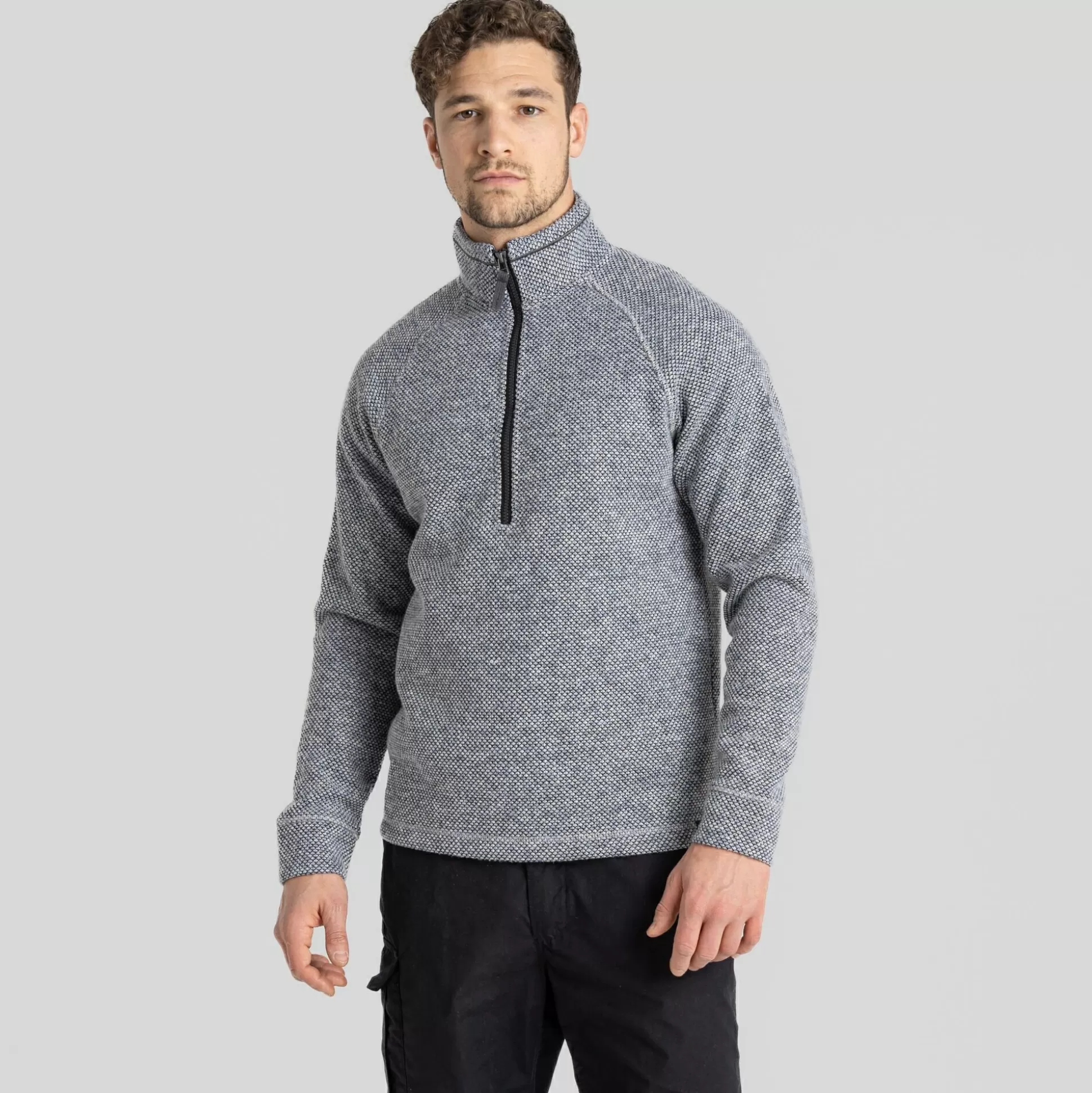 Craghoppers Men'S Rubeus Half Zip Fleece - Soft Grey Marl / Black Pepper<Mens Half Zip Fleece
