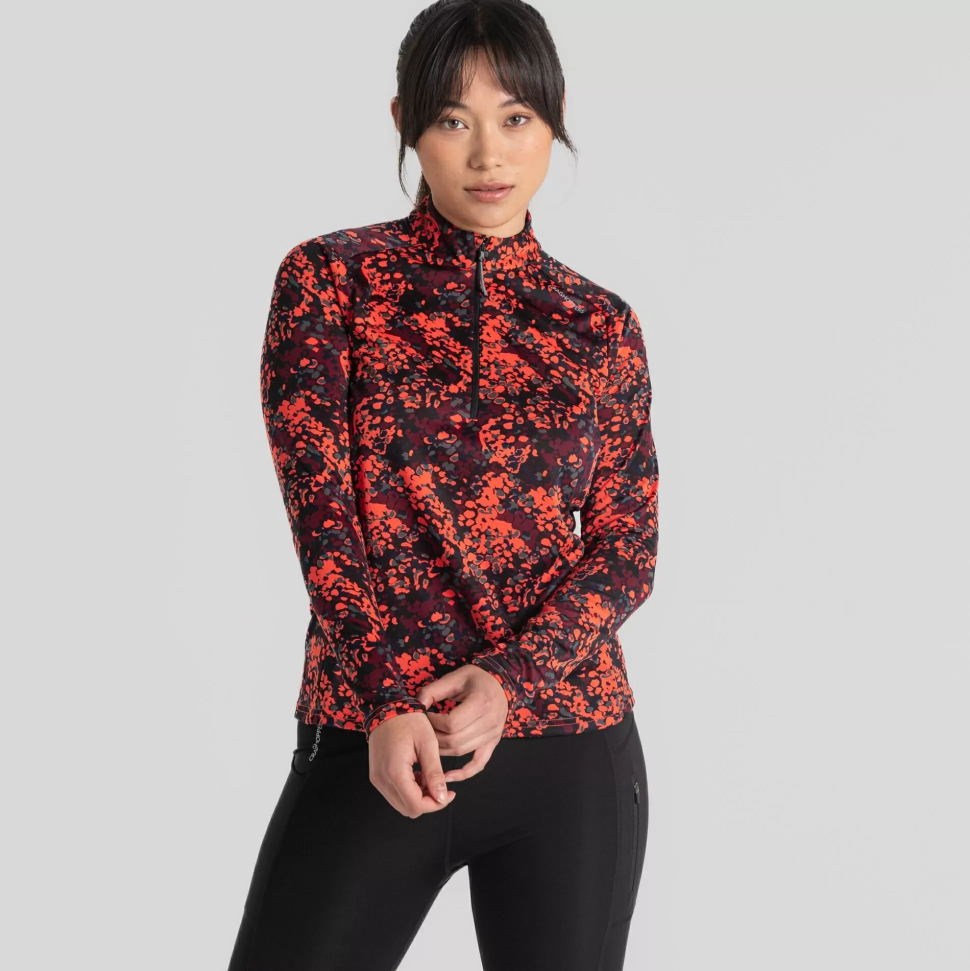 Craghoppers Women'S Dynamic Pro Half Zip T-Shirt - Rose Coral Print<Womens Long Sleeve