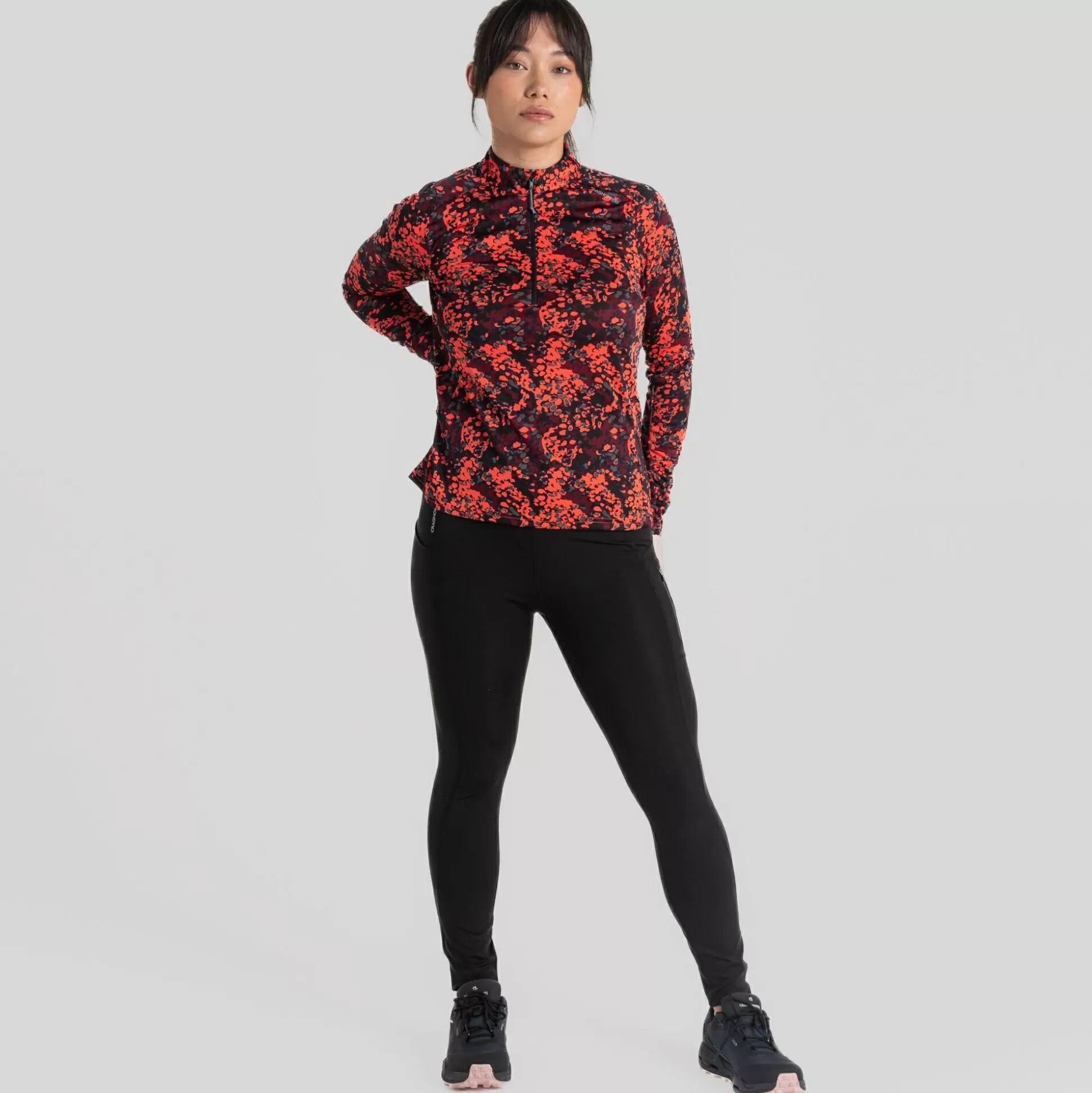 Craghoppers Women'S Dynamic Pro Half Zip T-Shirt - Rose Coral Print<Womens Long Sleeve